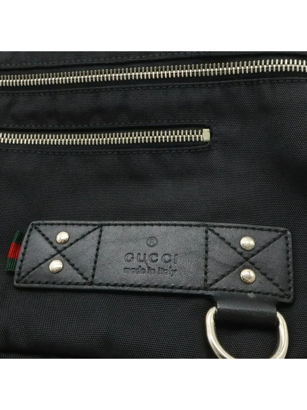 Gucci Belt Bag Waist Pouch Hip Nylon Canvas Black Silver - Picture 7 of 7